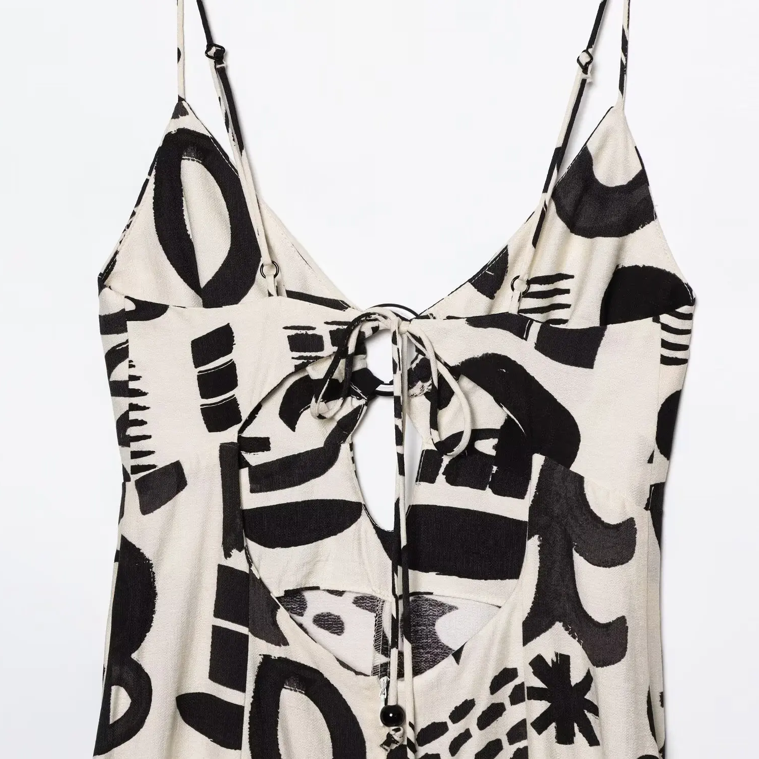 Lily | Graffiti Print V-Neck Sleeveless Dress with Lace-Up Back