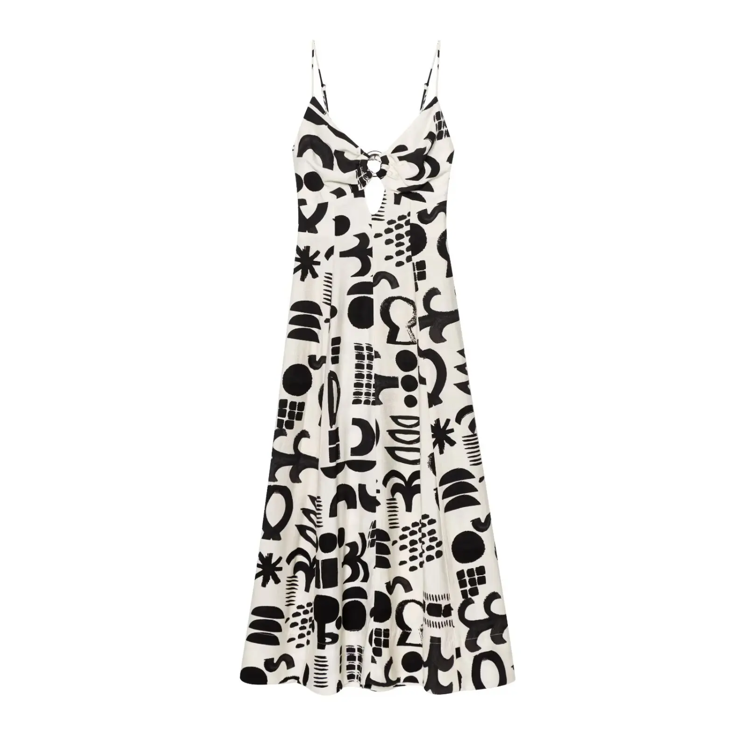 Lily | Graffiti Print V-Neck Sleeveless Dress with Lace-Up Back