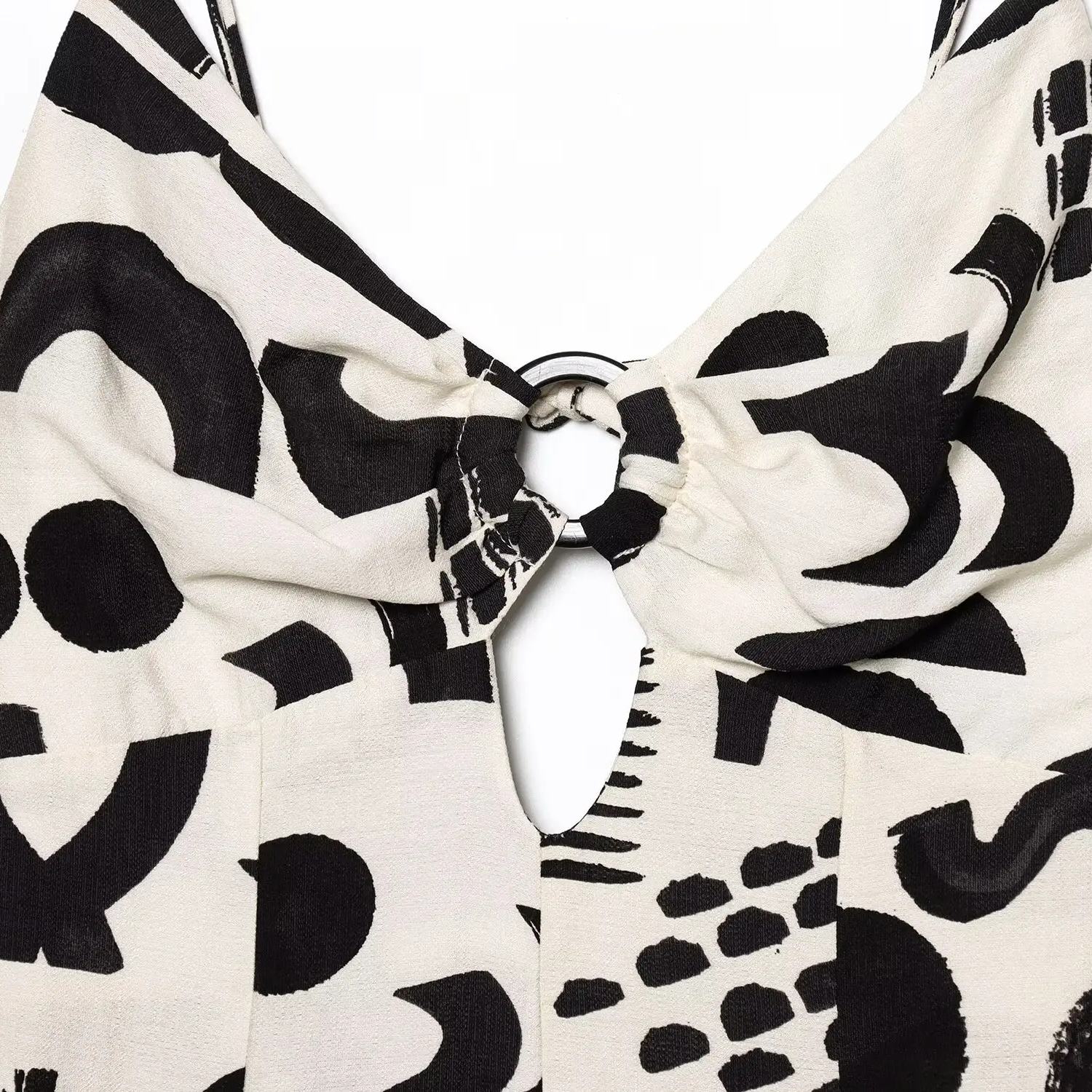 Lily | Graffiti Print V-Neck Sleeveless Dress with Lace-Up Back
