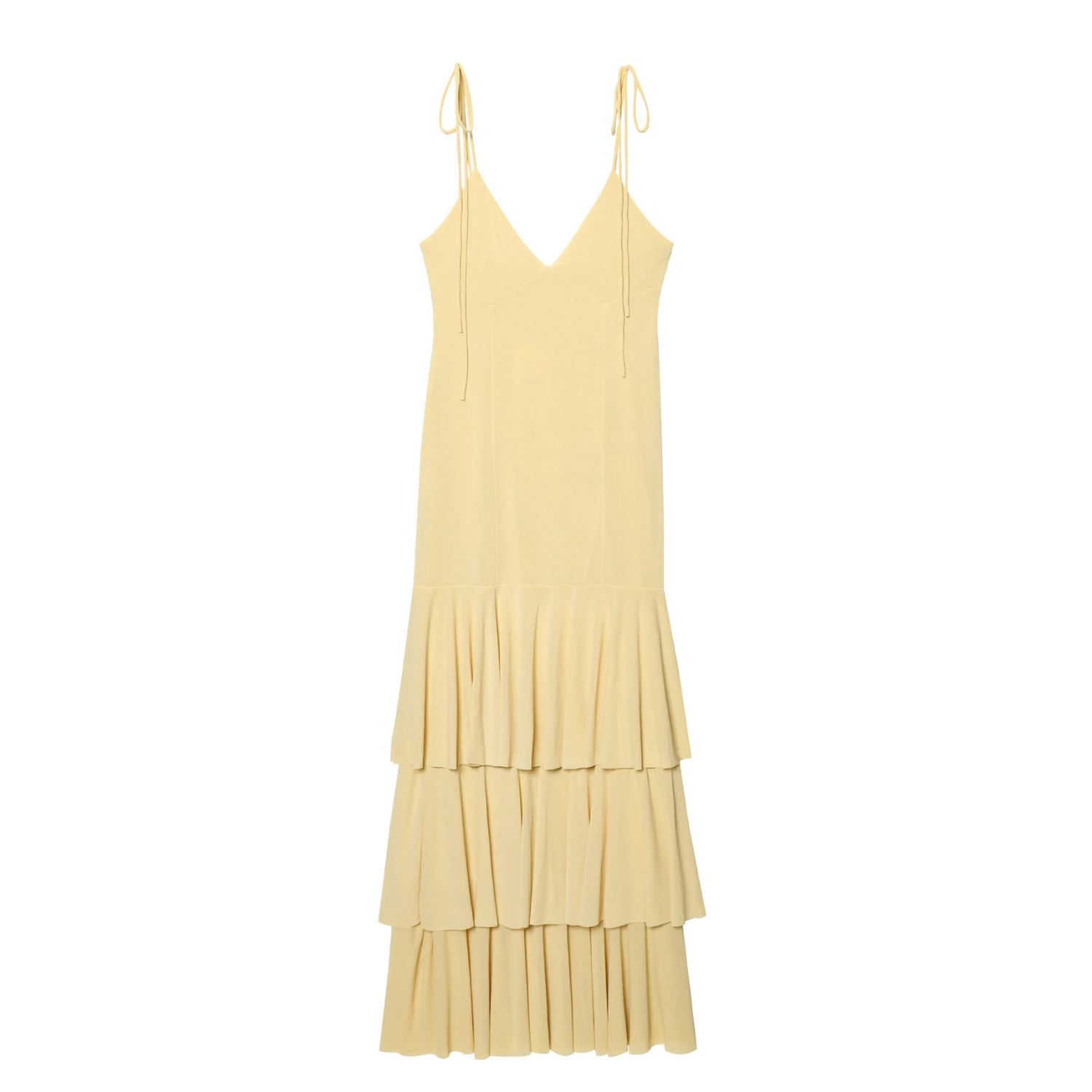 Chloe | Layered V-Neck Sleeveless Midi Dress with Slim Sling Fit