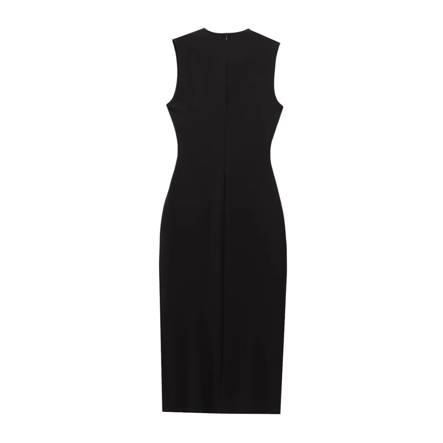 Sophie | Sleeveless Crew-Neck Dress with Belt and Hem Slit Detail