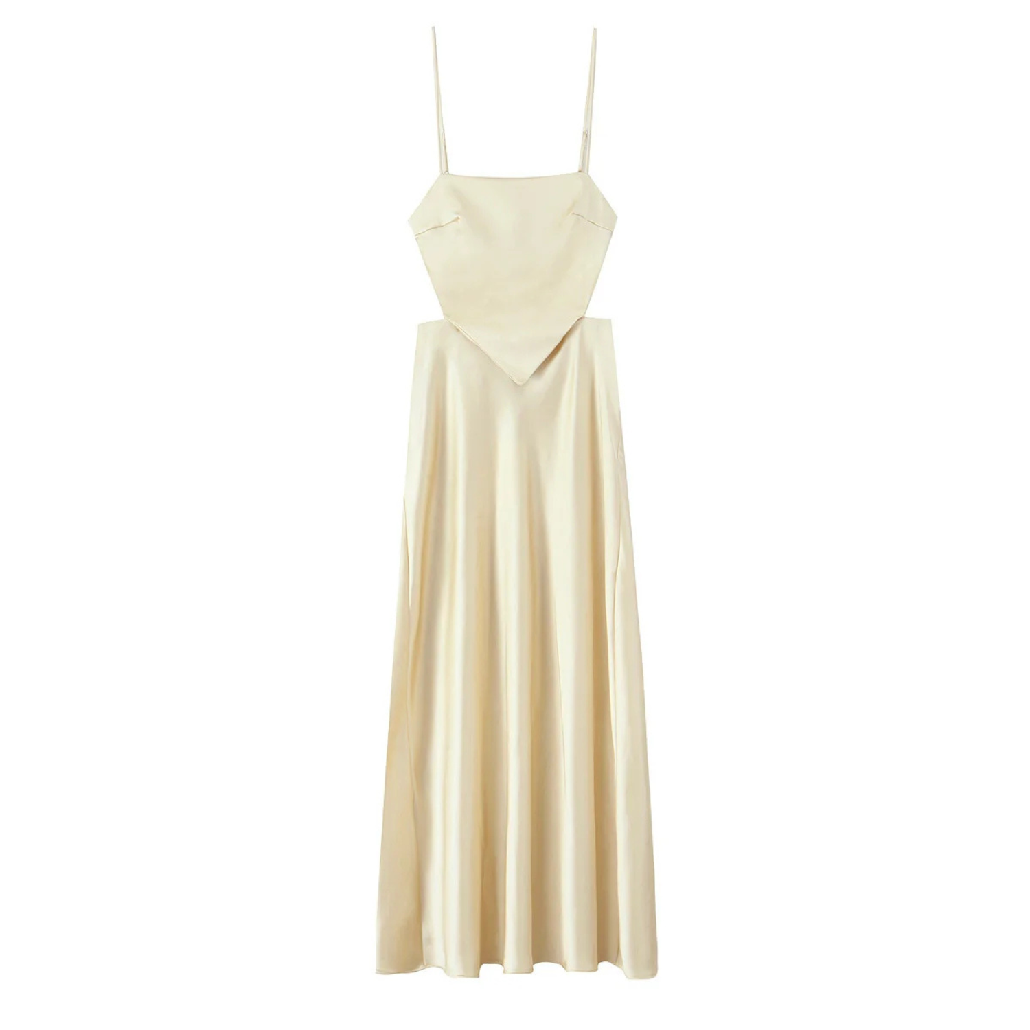 Ella | Sleeveless Satin Long Dress with Lace-Up Back and Side Zipper