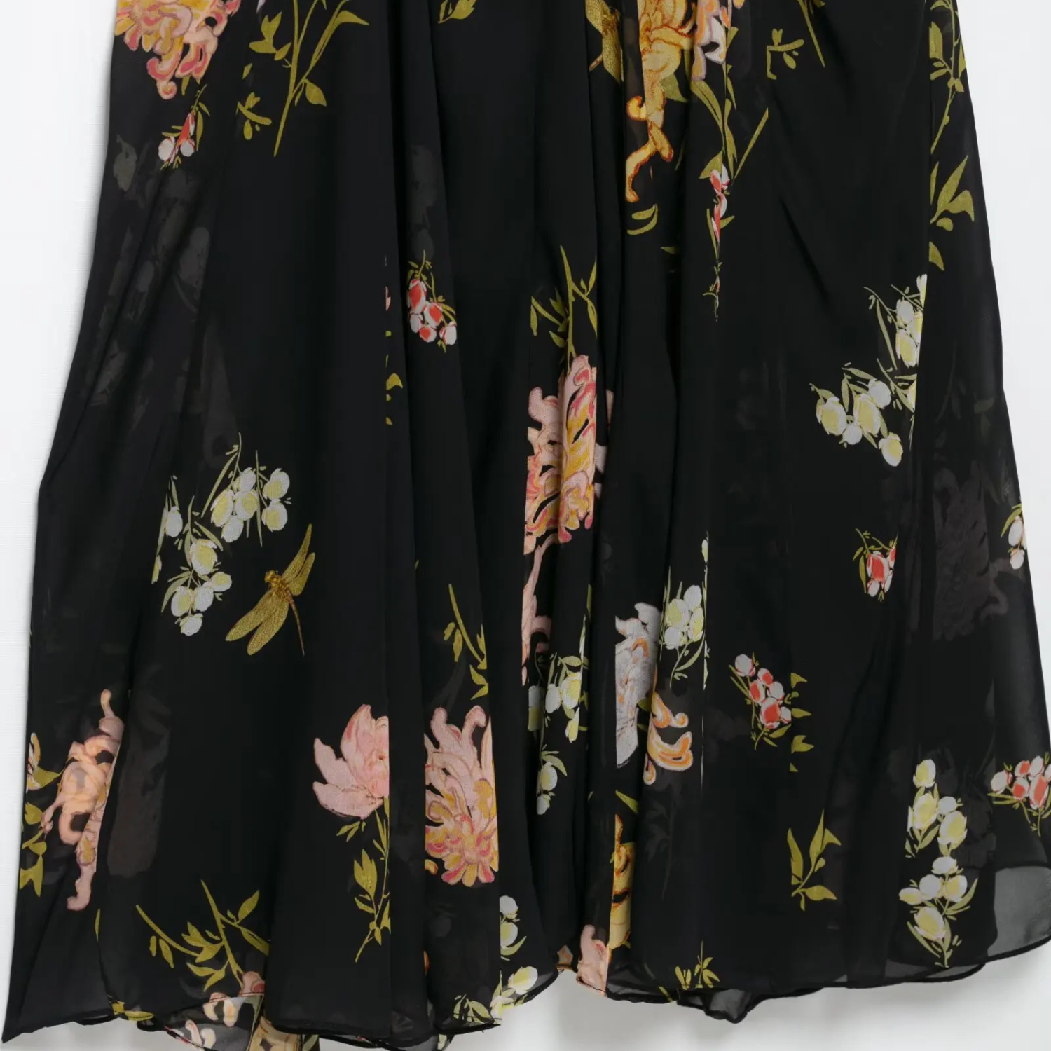 Bella | Printed V-Neck Sleeveless Midi Dress with Pleated Waist Detail