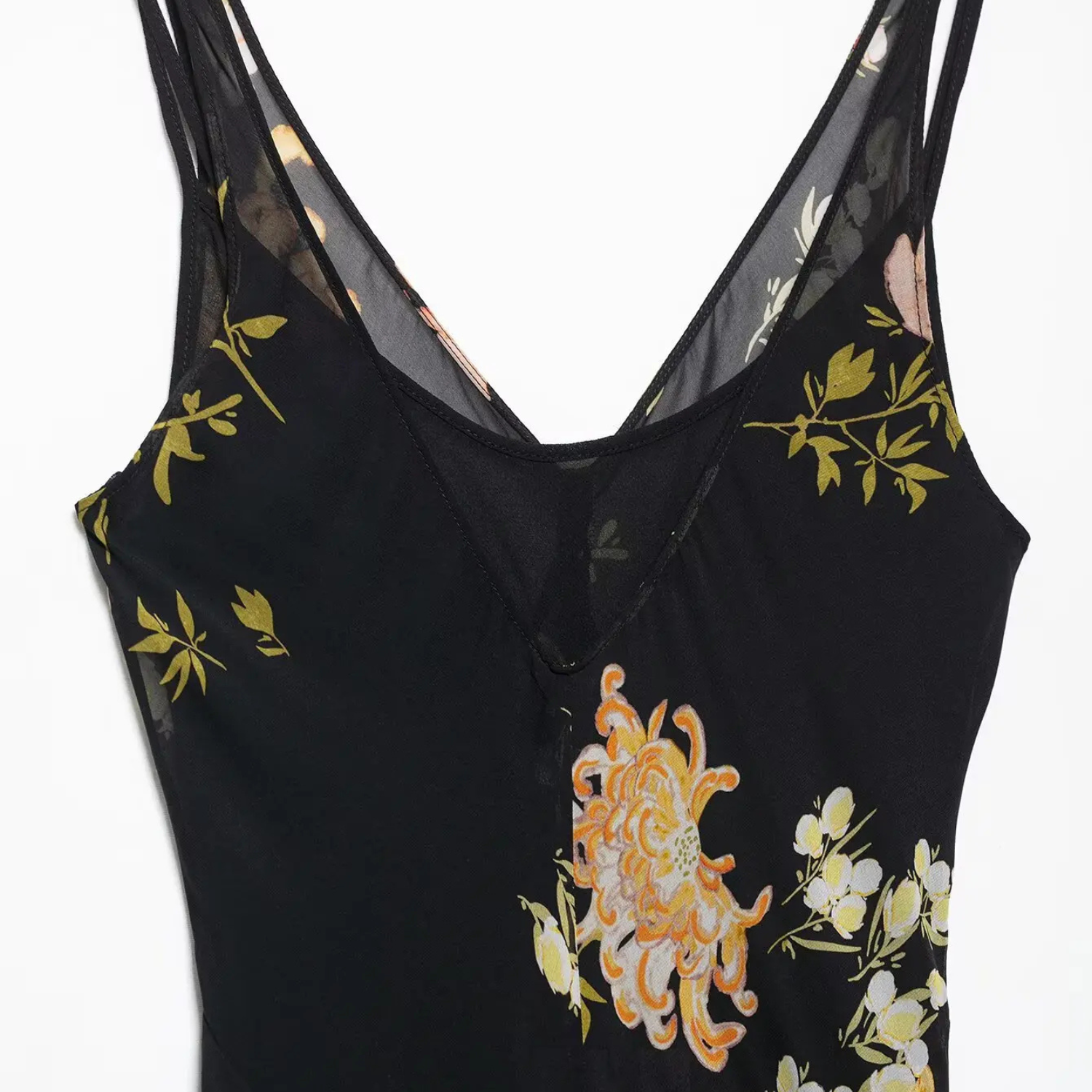 Bella | Printed V-Neck Sleeveless Midi Dress with Pleated Waist Detail