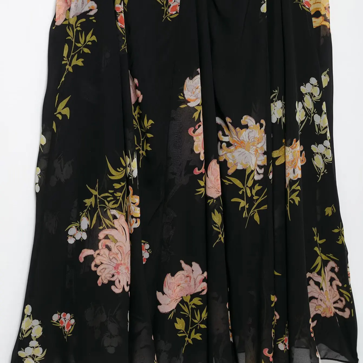 Bella | Printed V-Neck Sleeveless Midi Dress with Pleated Waist Detail